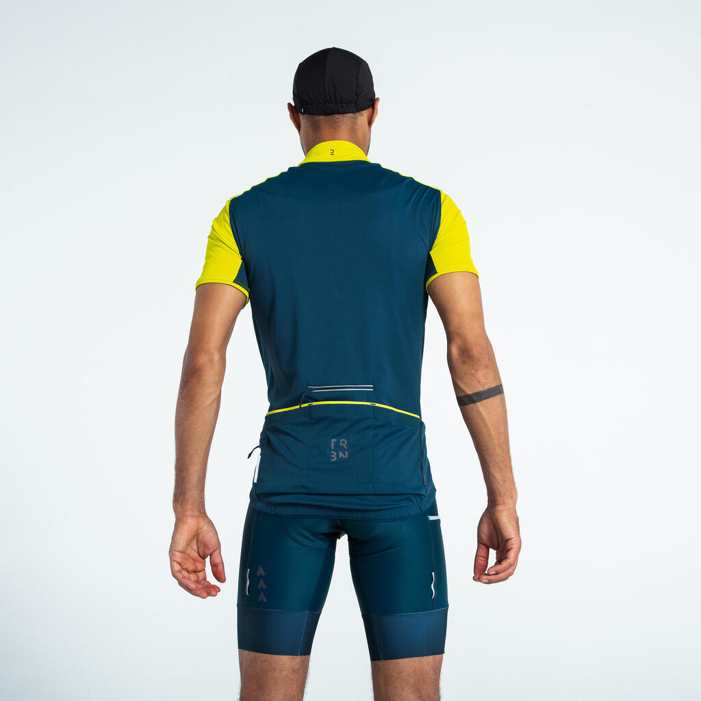 RC500 Short-Sleeved Road Cycling Jersey - Navy/Orange