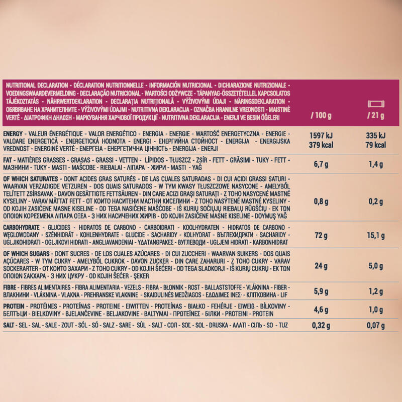 Barre de céréales CLAK aux pépites de fruits rouges ECOSIZE 10 x 21g