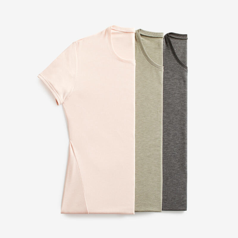 Camiseta de running suave y transpirable Soft Mujer caqui