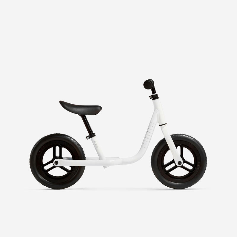 Bicicletă fără pedale Runride 100 10'' alb-negru copii 85-105 cm