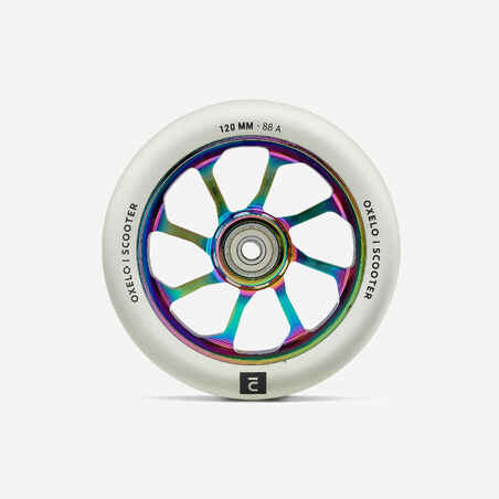 120 mm Alu Core PU Freestyle Scooter Wheel - Neochrome/Transparent