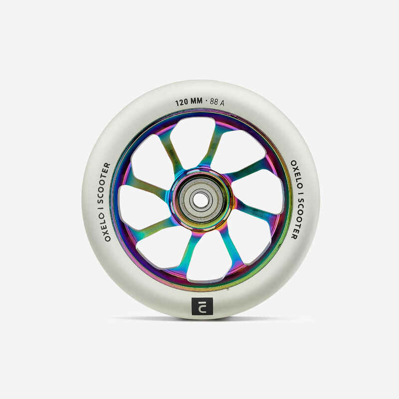 120 mm Alu Core PU Freestyle Scooter Wheel - Neochrome/Transparent