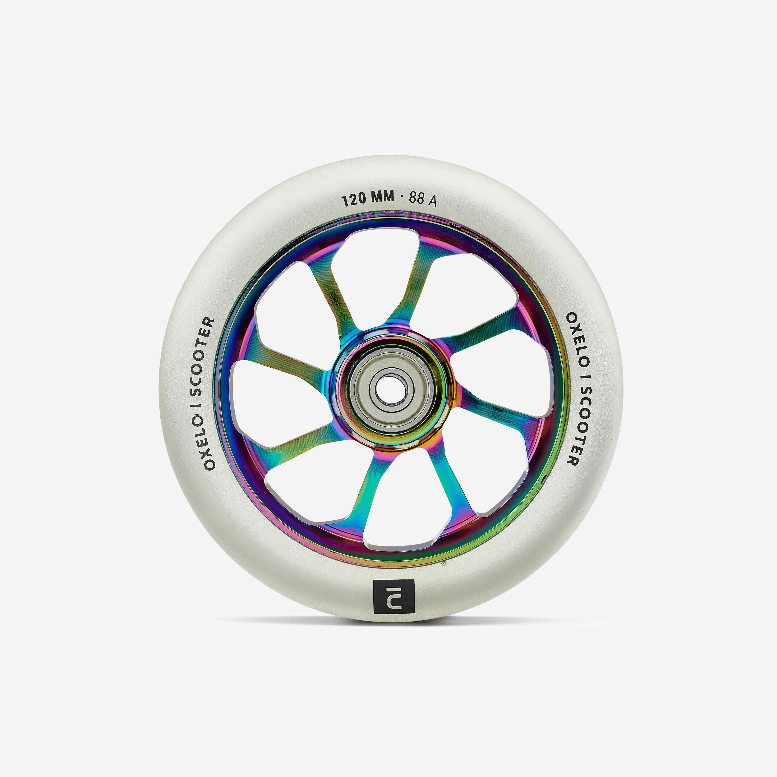 DECATHLON Wiel voor freestylestep neochroom aluminium core transparant polyurethaan 120 mm