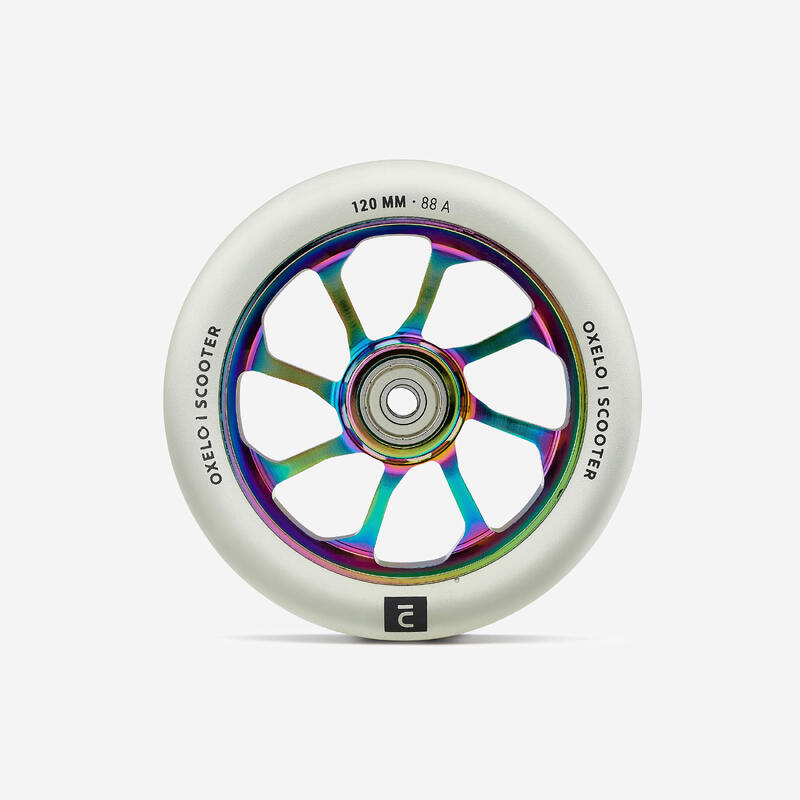 120 mm Alu Core PU Freestyle Scooter Wheel - Neochrome/Transparent