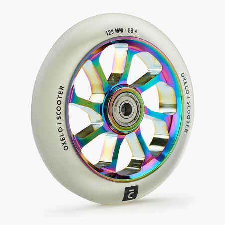 120 mm Alu Core PU Freestyle Scooter Wheel - Neochrome/Transparent