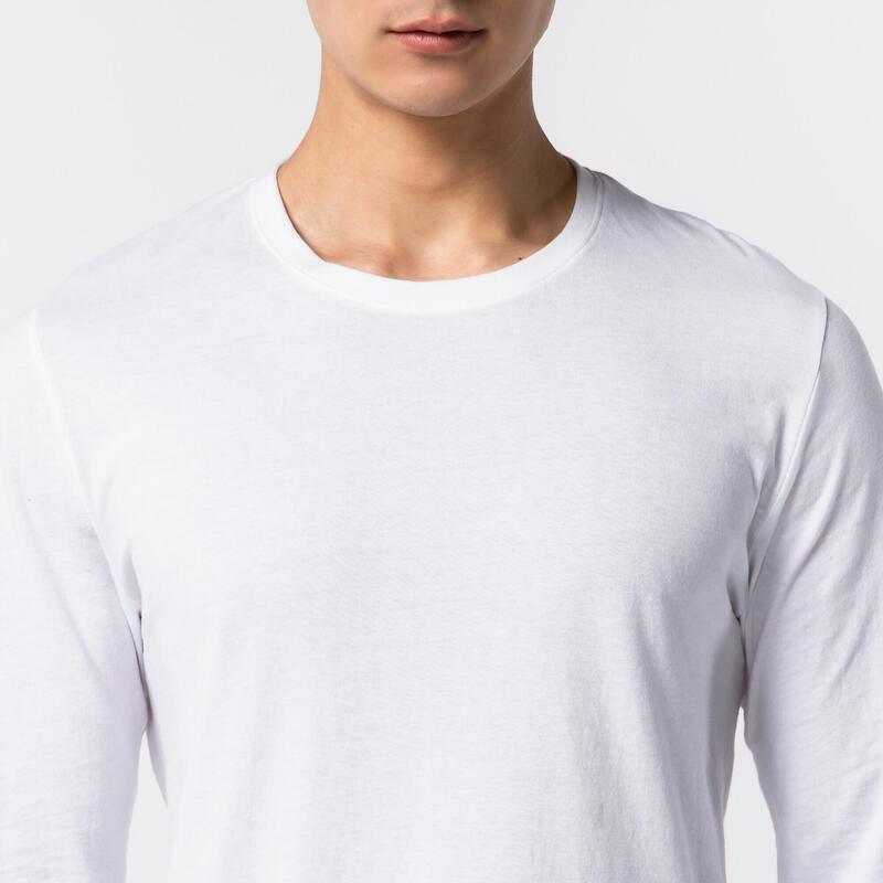 男款健身長袖Ｔ桖 100 白色