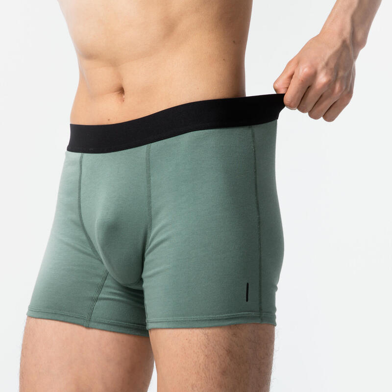 彈性棉質健身四角短褲 - 綠色