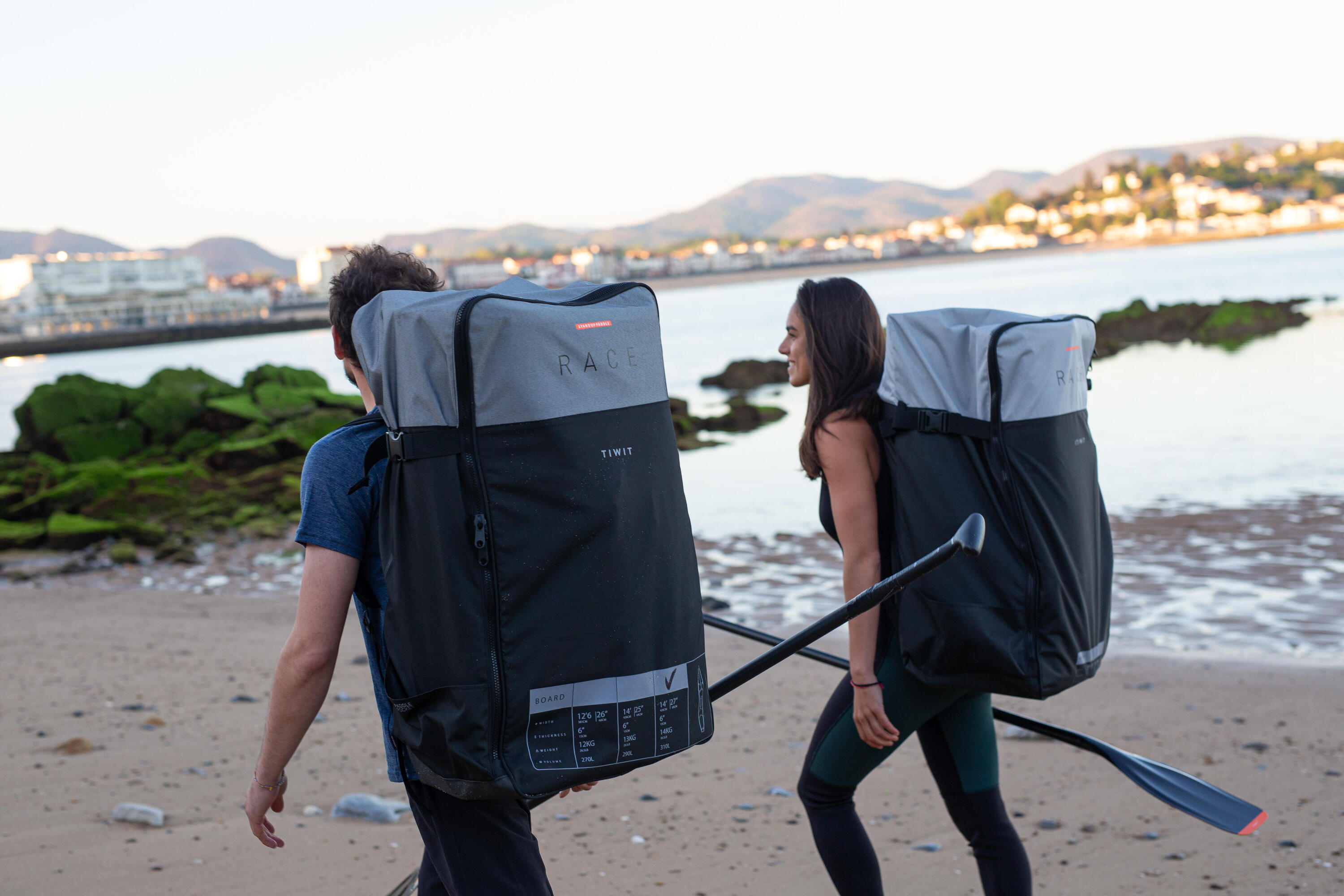 Pagaie de stand up paddle 900 carbone en 3 parties -165-205 cm 15/22