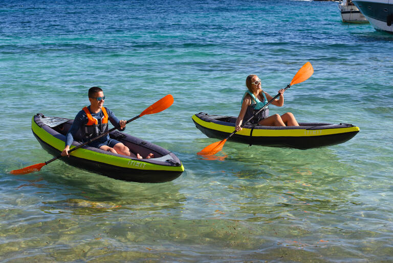 Kayak Tiup Touring Inflatable 1 Sampai 2 Orang Itiwit Decathlon - Hijau