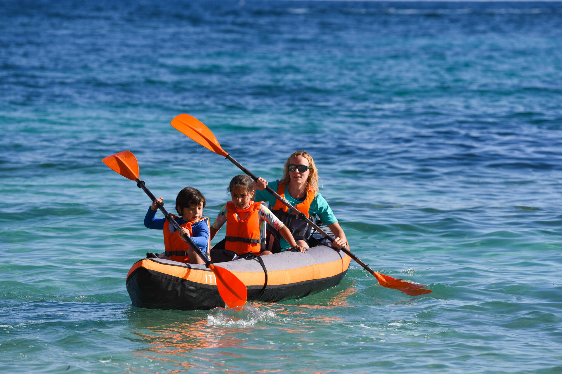 INFLATABLE TOURING KAYAK 2/3 PLACES ORANGE