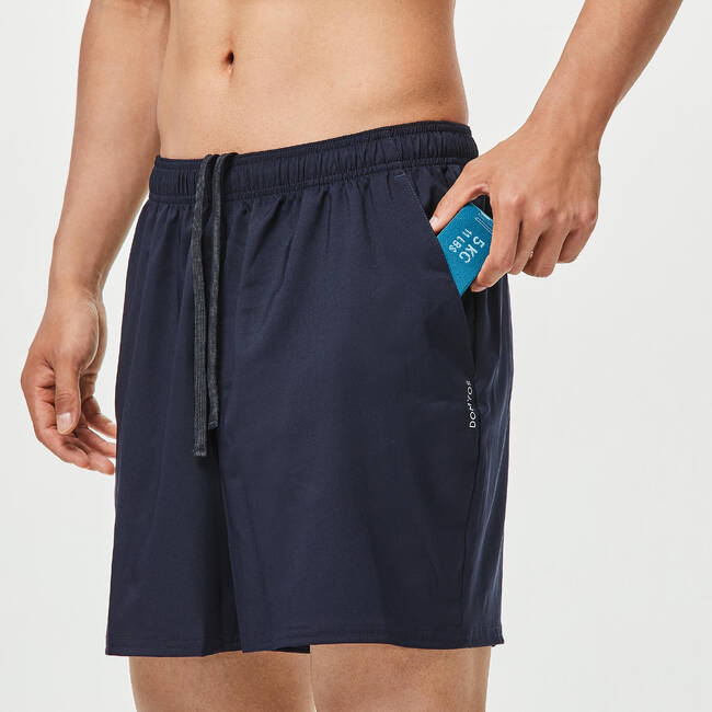 Buy Men Polyester Basic Gym Shorts - Navy Blue Online