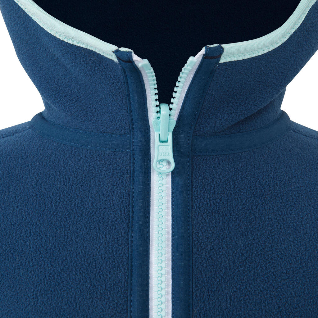 Kids' warm reversible sailing fleece 500 - Blue ocean navy