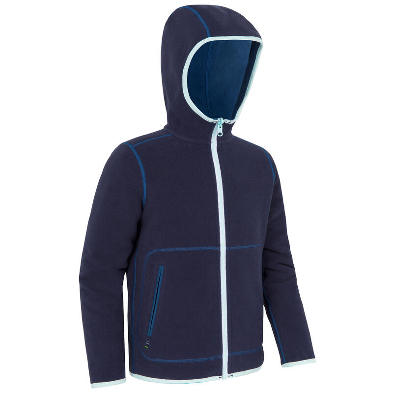 Fleecejacke Segeln Kinder Sailing 500 warm wendbar marineblau