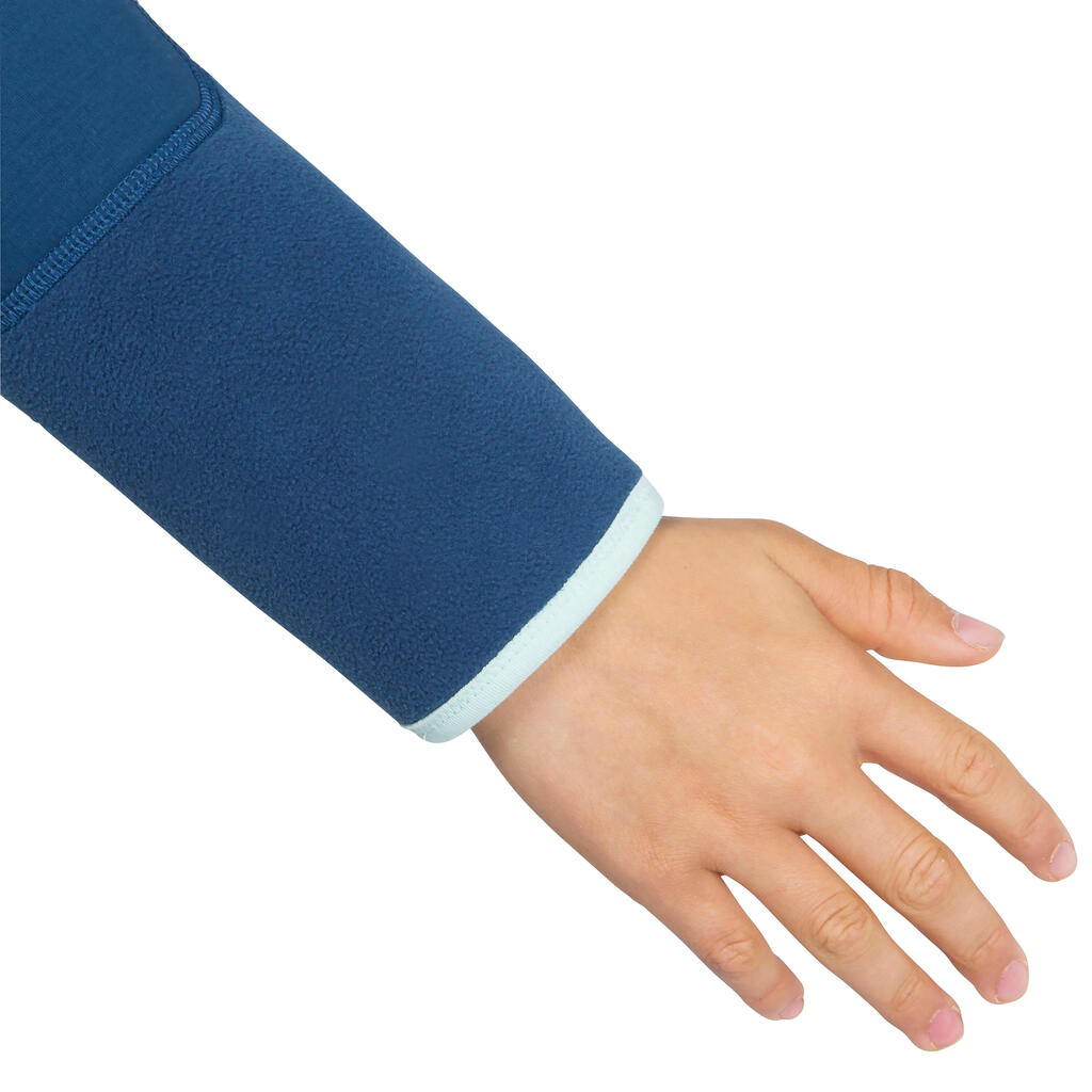 Bērnu silta divpusēja flīsa burāšanas jaka “500”, tumši zila