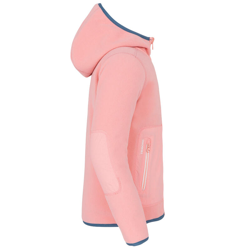 兒童款正反兩用航海刷毛外套 500－淺藍色／粉紅色