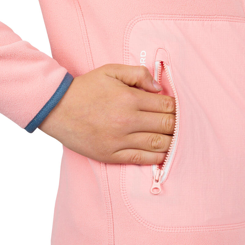 Kids' warm reversible sailing fleece 500 - Blue/light pink