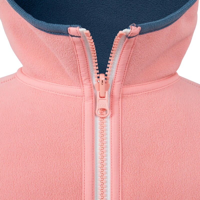 Kids' warm reversible sailing fleece 500 - Blue/light pink