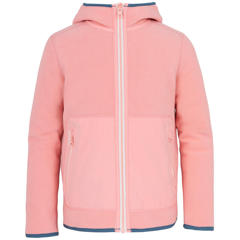 Kids' warm reversible sailing fleece 500 - Blue/light pink