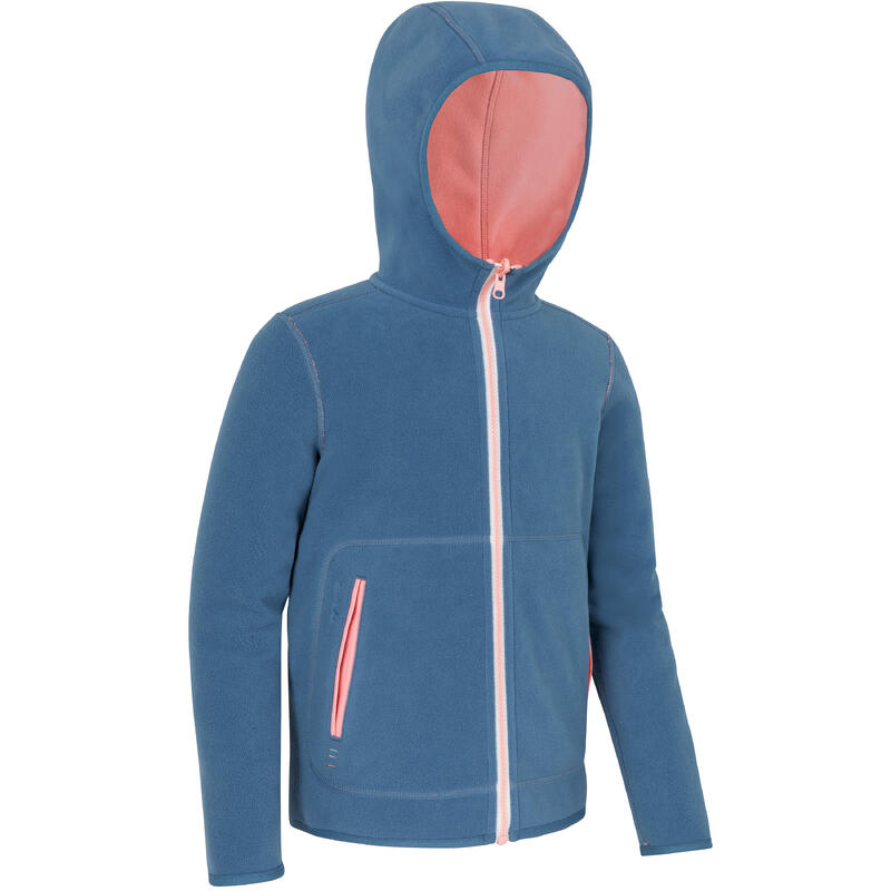 Kids' warm reversible sailing fleece 500 - Blue/light pink
