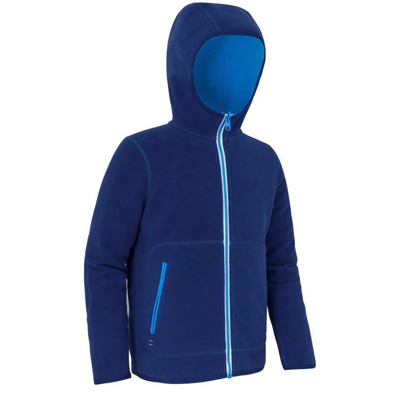 兒童款保暖雙面航海刷毛外套500－海軍藍