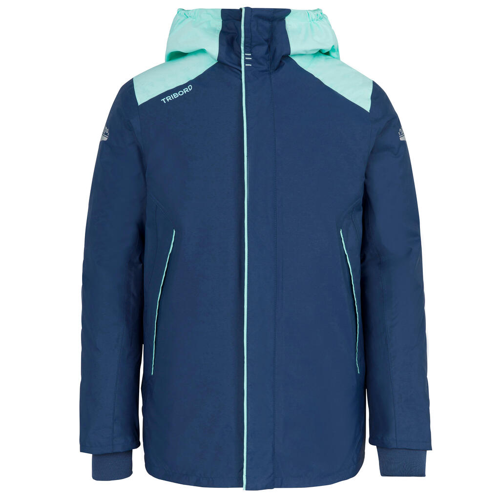 Kids sailing jacket warm and waterproof Sailing 100 blue pink