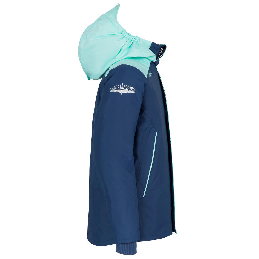 Detská jachtárska bunda Sailing 100 nepremokavá modro-zelená