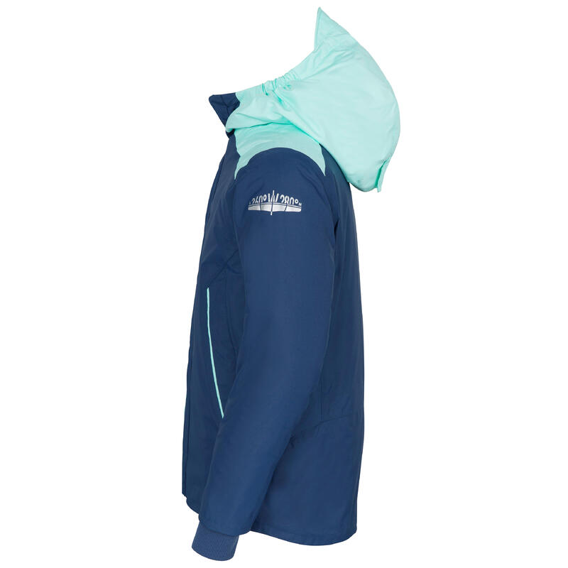 Dětská bunda na loď Sailing 100 hřejivá nepromokavá modro-mentolová