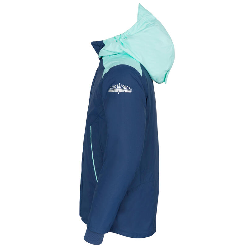 Giacca barca bambino SAILING 100 calda impermeabile blu-verde