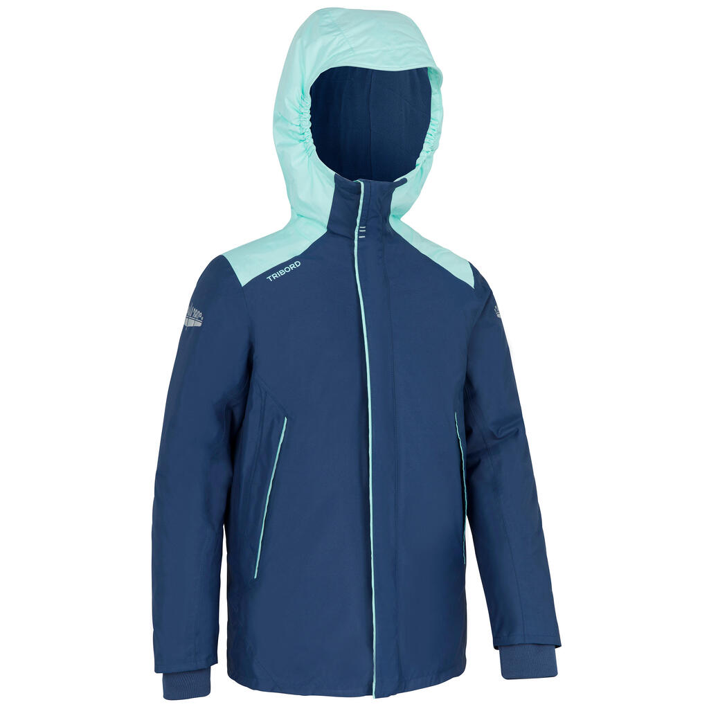 Boys’ warm and waterproof boat sailing jacket 100 - blue pink