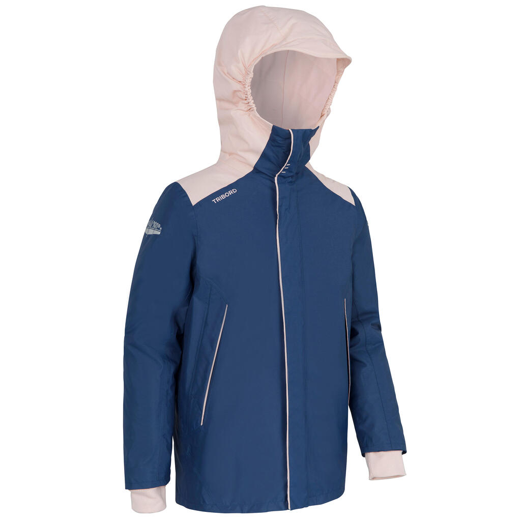 Kids sailing jacket warm and waterproof Sailing 100 blue pink