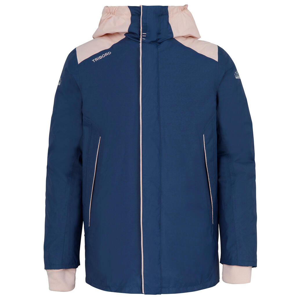 Kids sailing jacket warm and waterproof Sailing 100 blue pink