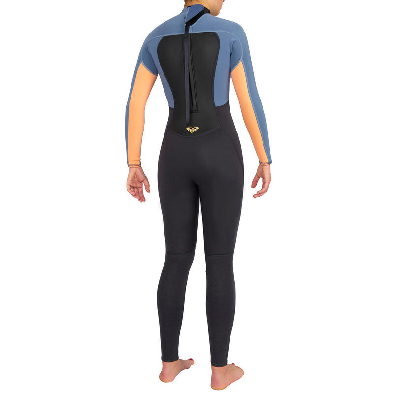 COMBINAISON SURF PROLOGUE FEMME NÉOPRÈNE 3/2MM BACK ZIP NOIR BLEU