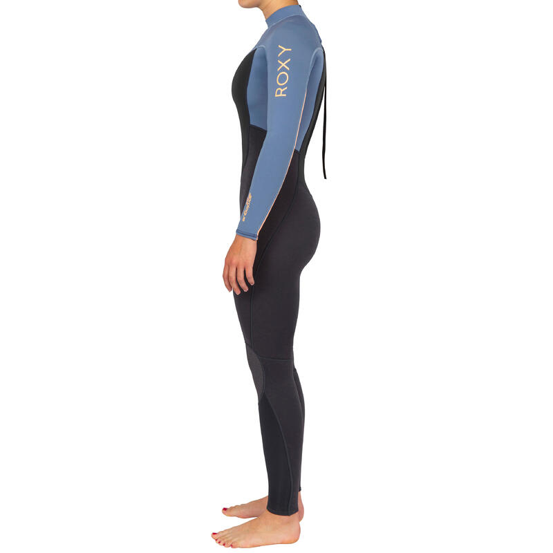 Traje Neopreno Surf Roxy Prologue Mujer 3/2 mm Negro/Azul Pastel Decathlon