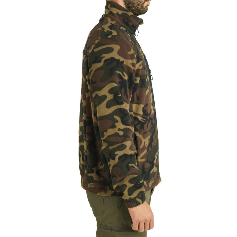 Forro polar Caza 500 camuflaje Hombre Solognac verde militar