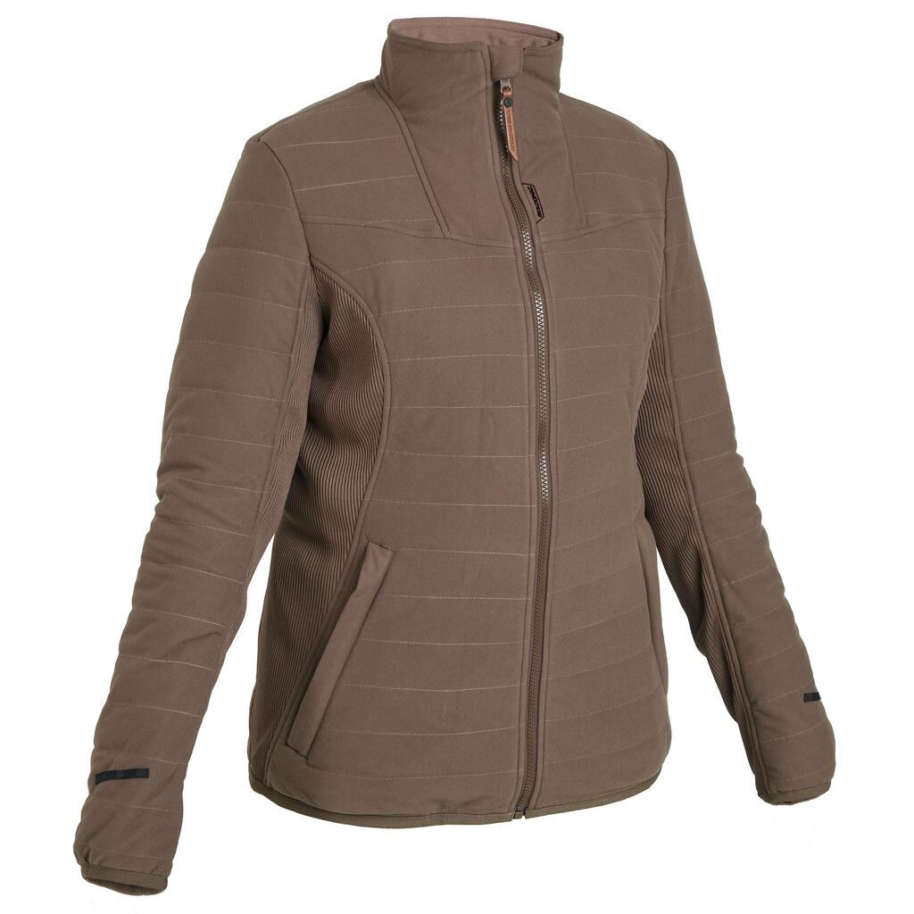 HUNTING WOMEN’S 3-IN-1 WARM WATERPROOF JACKET 500 - BROWN