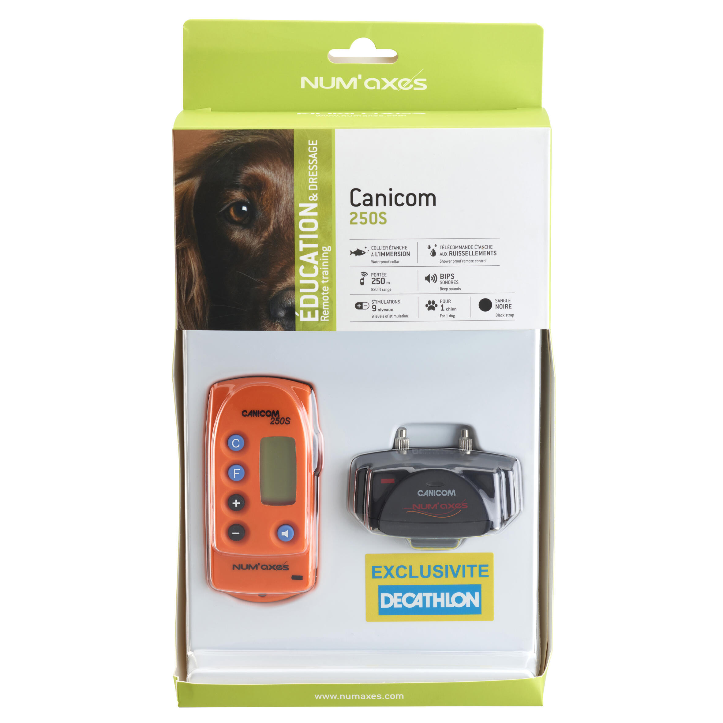 PACK COLLIER + TÉLÉCOMMANDE DE DRESSAGE POUR CHIEN NUM'AXES CANICOM 250S 3/8