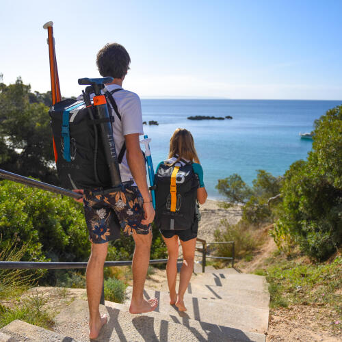 STAND UP PADDLE GONFLABLE DE RANDONNEE DEBUTANT 8 PIEDS JAUNE