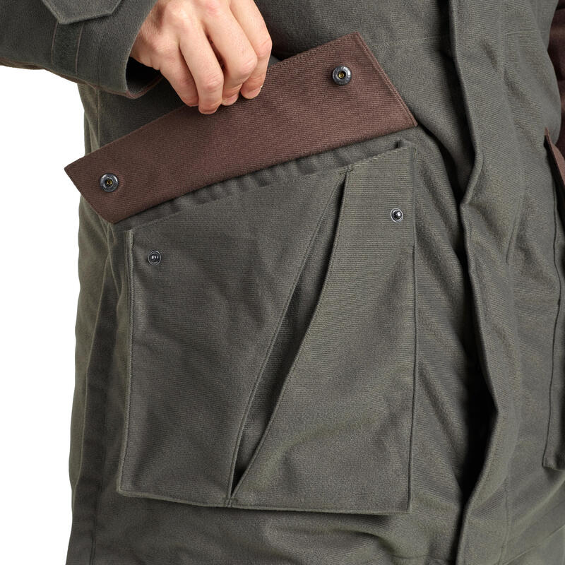 Chaqueta Caza Solognac 100 Adulto Verde Impermeable Cálida -20 °C