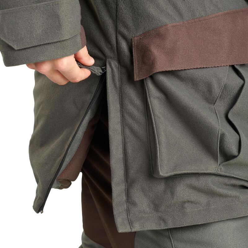 Chaqueta Caza Solognac 100 Adulto Verde Impermeable Cálida -20 °C