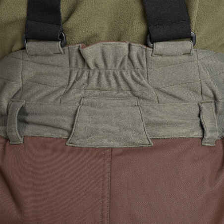 HUNTING TROUSERS WITH SUSPENDERS WARM DOWN TO -20°C 100 - GREEN