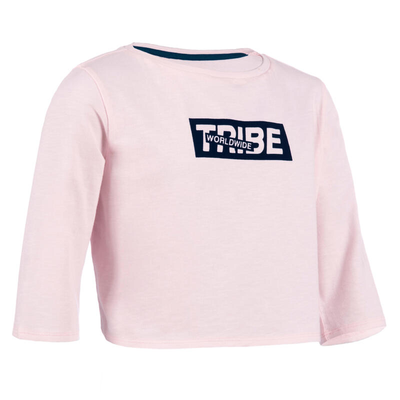 Camiseta danza moderna manga corta crop top Niños Starever rosa