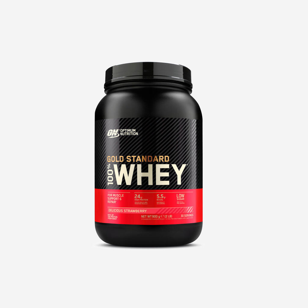 Maasikamaitseline vadakupulber Gold Standard Whey, 908 g