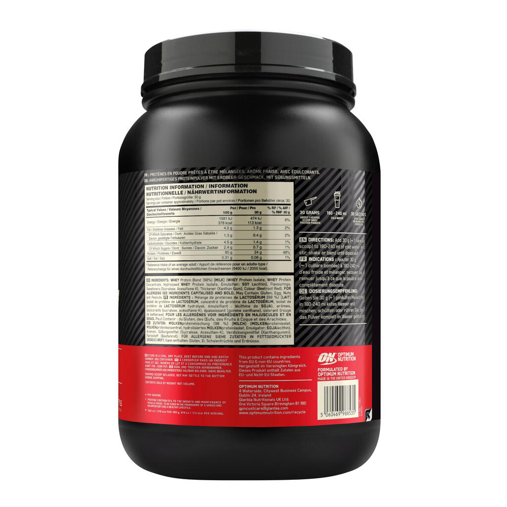 Maasikamaitseline vadakupulber Gold Standard Whey, 908 g