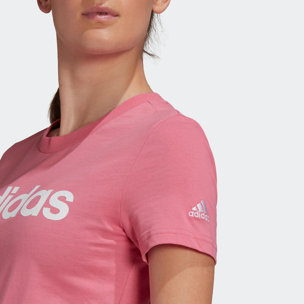 T-Shirt Adidas Slim Rundhals Baumwolle Damen rosa  