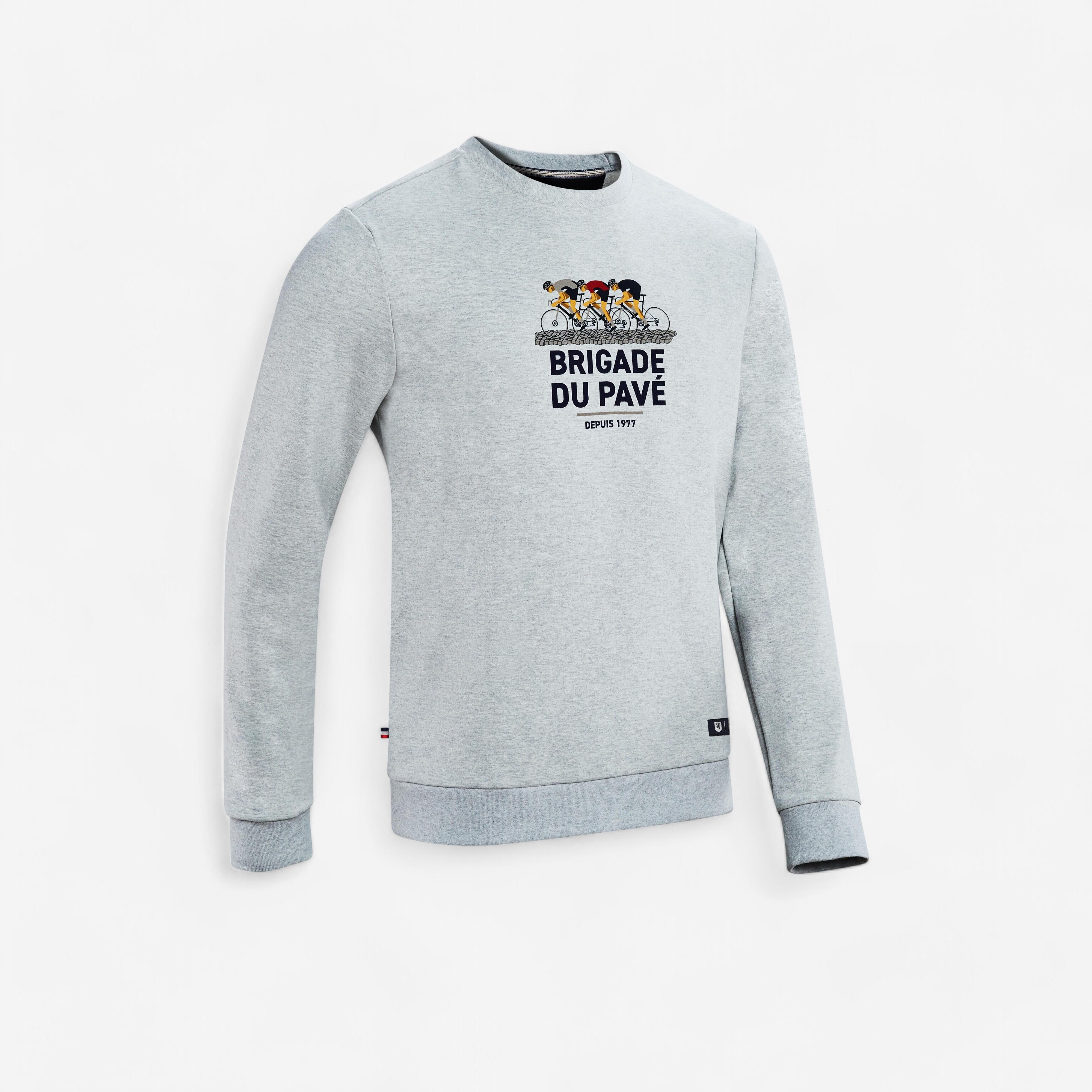Felpa ciclismo uomo collezione BRIGADE DU PAVÉ grigia VAN RYSEL | DECATHLON