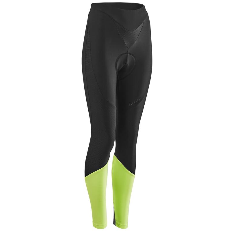 Radhose lang ohne Träger Rennrad kaltes Wetter Damen schwarz gelb