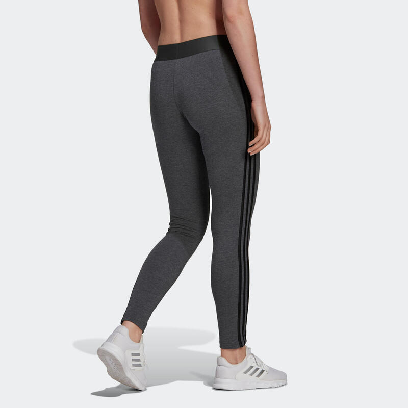 Legging fitness 7/8 coton majoritaire taille haute femme - gris foncé noir