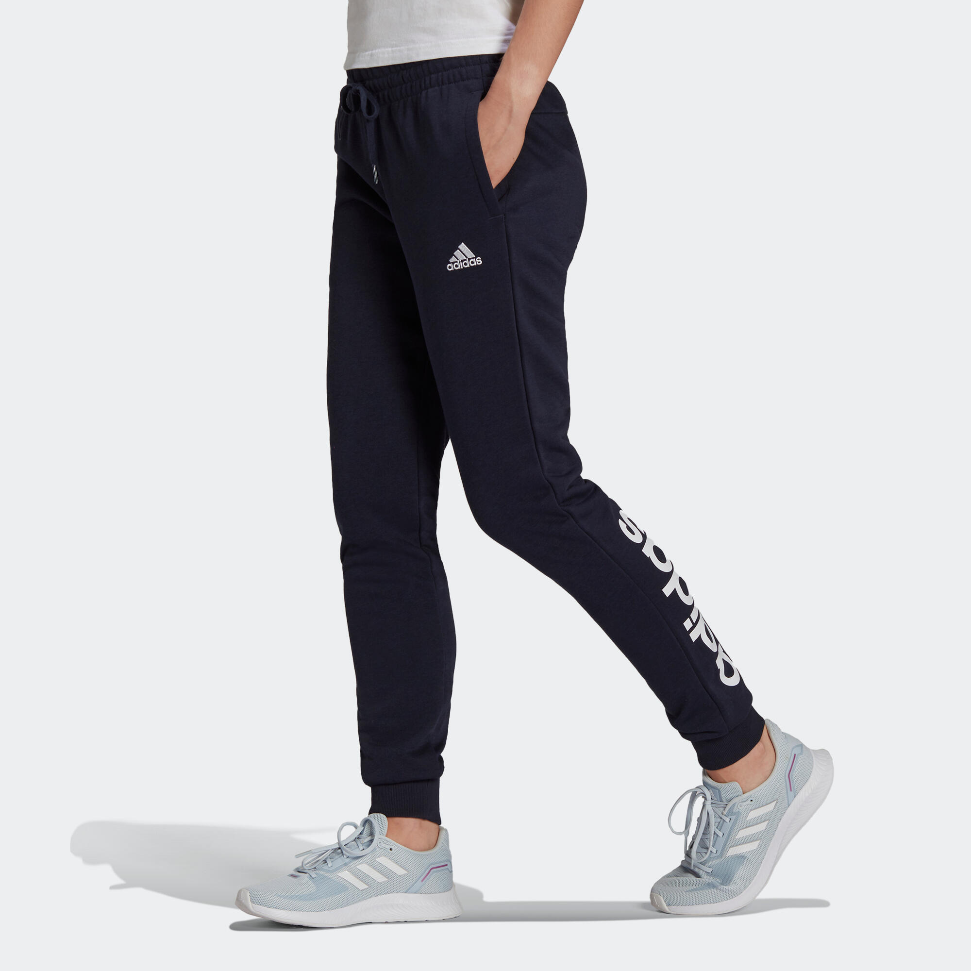 Adidas Women's Fitness Majority Cotton Slim Jogging Bottoms - Blue