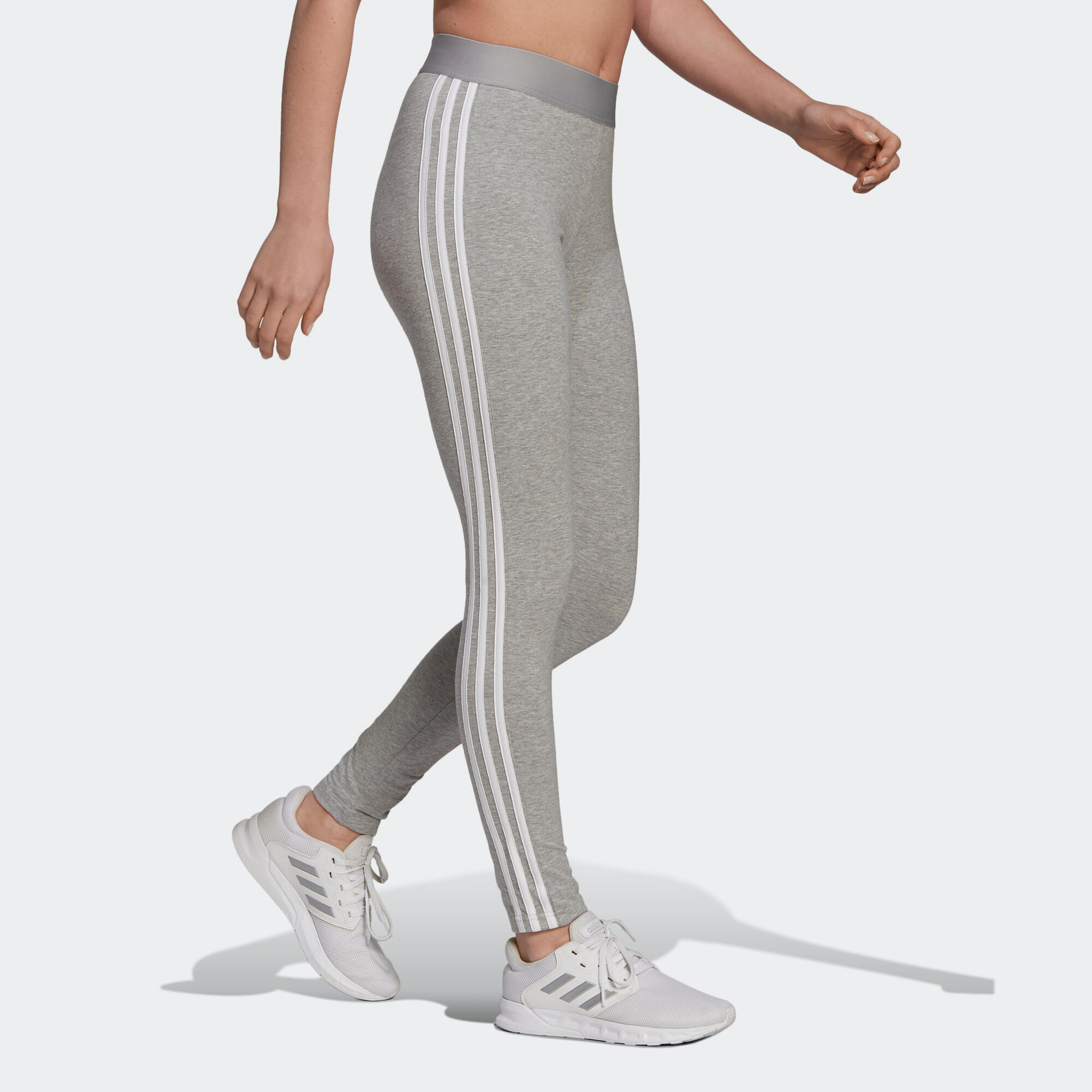 ADIDAS 3-Stripes Fitness Leggings - Mottled Light Grey