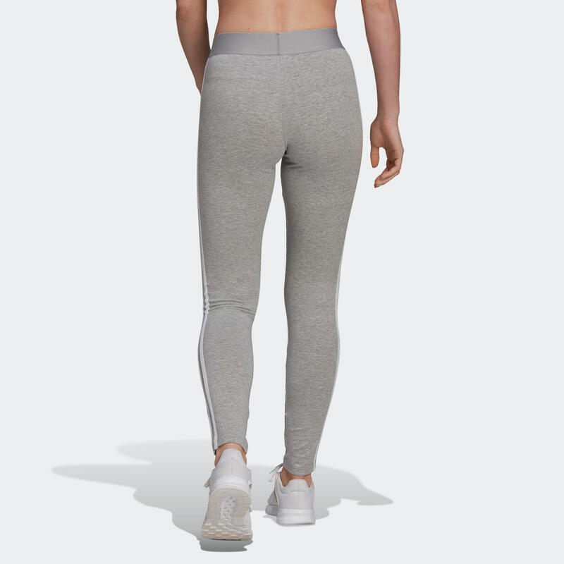 Mallas leggings fitness 3 franjas Mujer adidas gris claro jaspeado